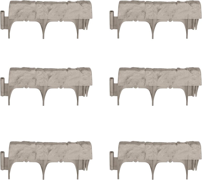 suncast Interlocking Border Edging - Stone -Like Poly Construction for Garden, Lawn, and Landscape Edging - Water Resistant Border for Containing Trees, Flower Beds and Walkways - Light Taupe, 30 - Image 1